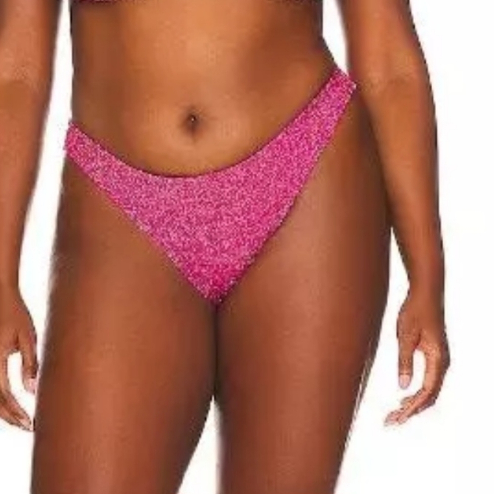 Good American Sparkle Better Bikini Bottom In Hawaiian Pink Size 5/XXL